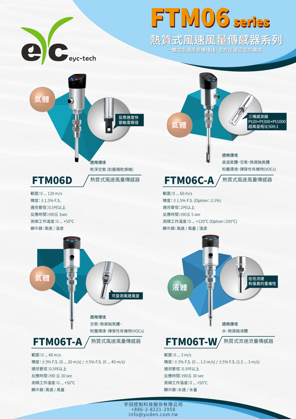 eyc-tech FTM06熱質式風速風量傳感器系列,一體成型適用各種環境,全方位滿足您的需求 eyc-tech FTM06熱質式風速風量傳感器系列,一體成型適用各種環境,全方位滿足您的需求